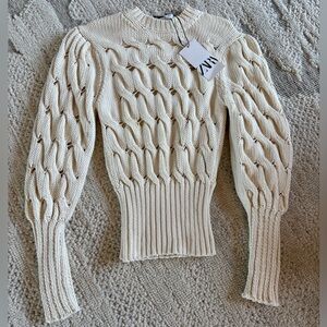 Zara Beige Textured Knit Sweater